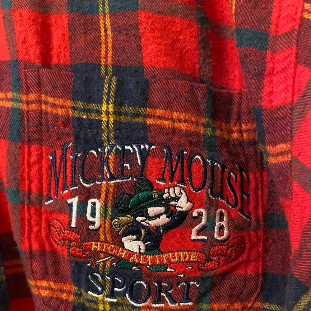 VTG 1990s Disney Store Mickey Mouse Sport‎ Flannel Style Shirt Kids Size Large